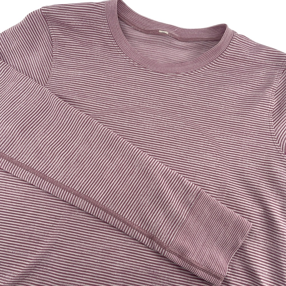 lululemon athletica swiftly Striped Long Sleeve Tee - Pink and White